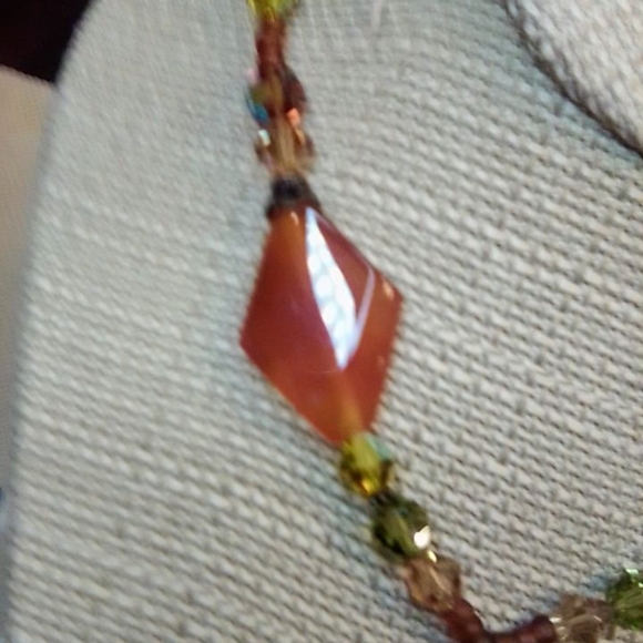 Vibrant Red and Green Gemstone Necklace with Pendant - Picture 2 of 5